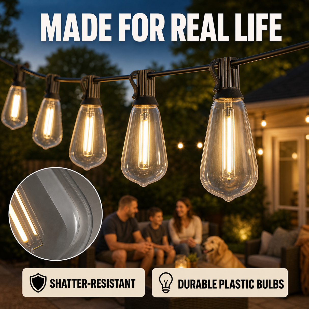 ECHOSARI 200ft Length ST38 Outdoor String Lights