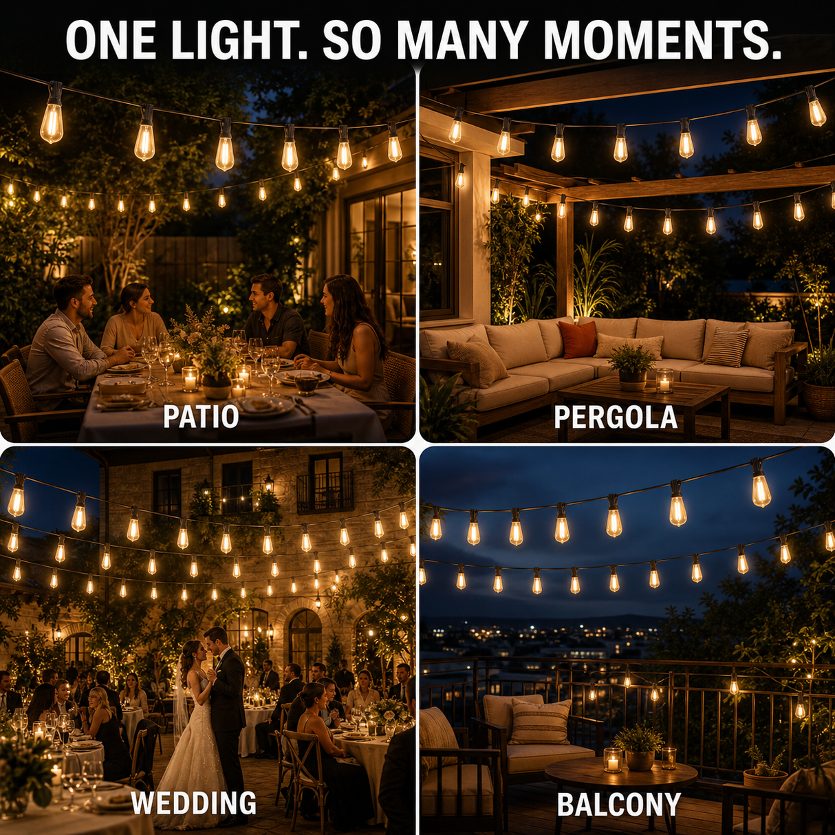 ECHOSARI 200ft Length ST38 Outdoor String Lights