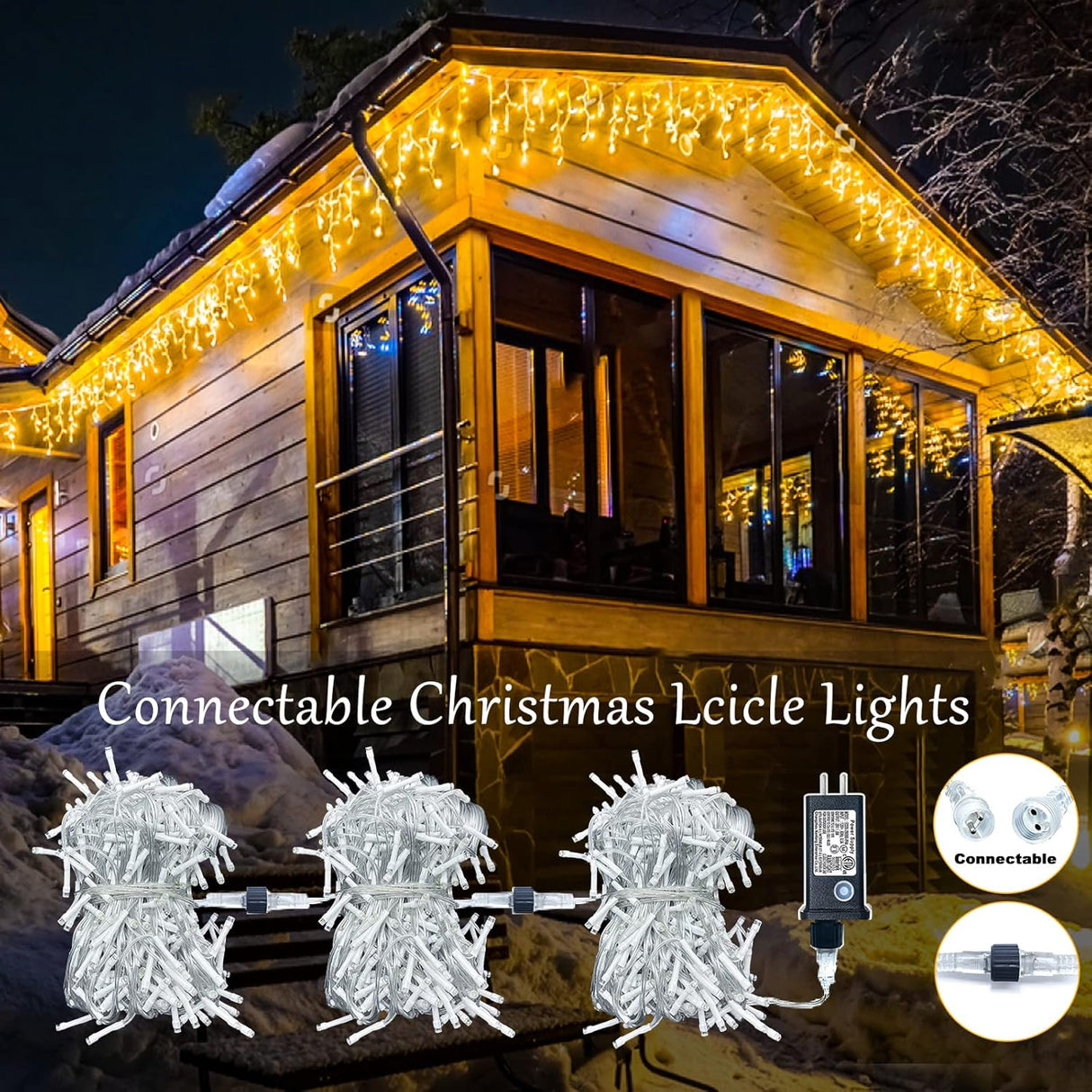 echosari Christmas Icicle Lights