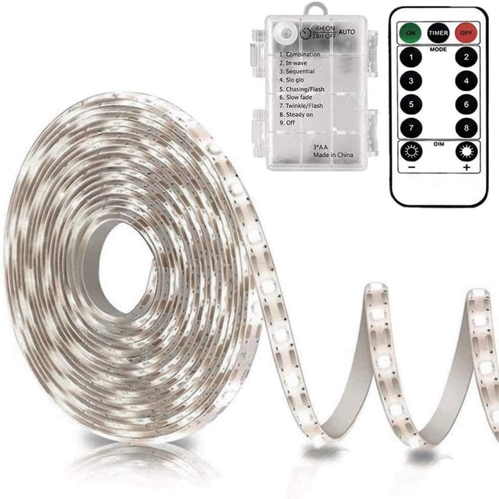 echosari Battery Powered Led Strip Lights 16.5ft 150Led(Cool White)