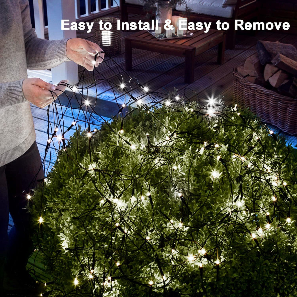 echosari 200 LED 9.8Ft x 6.6Ft Solar Powered Net Lights(Cool White)