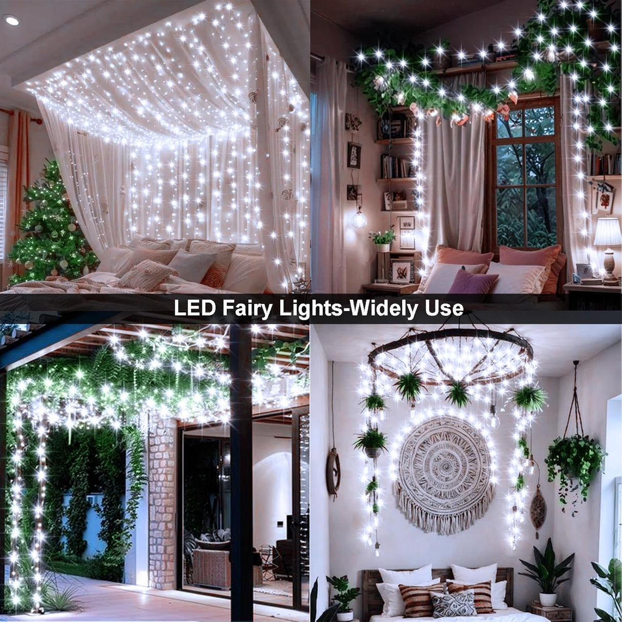 echosari 2 Pack Fairy String Lights Plug in(Cool White)