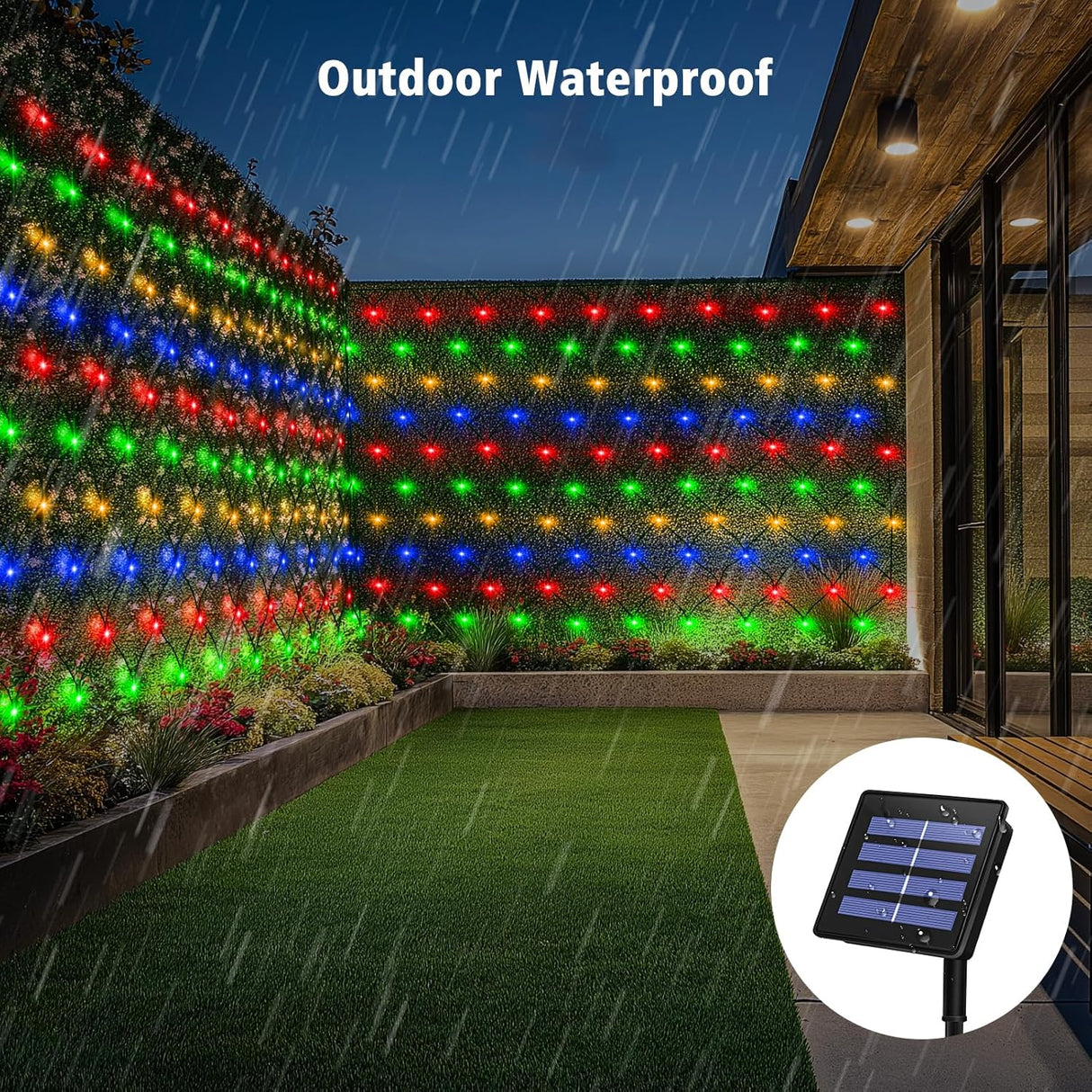 echosari 200 LED 9.8ft x 6.6ft Solar Powered Net Lights(Multicolor)