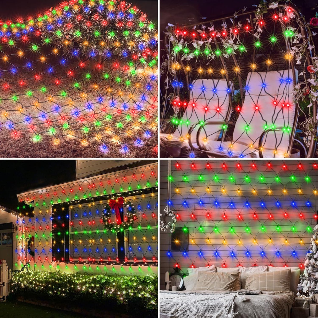 echosari 200 LED 9.8ft x 6.6ft Solar Powered Net Lights(Multicolor)