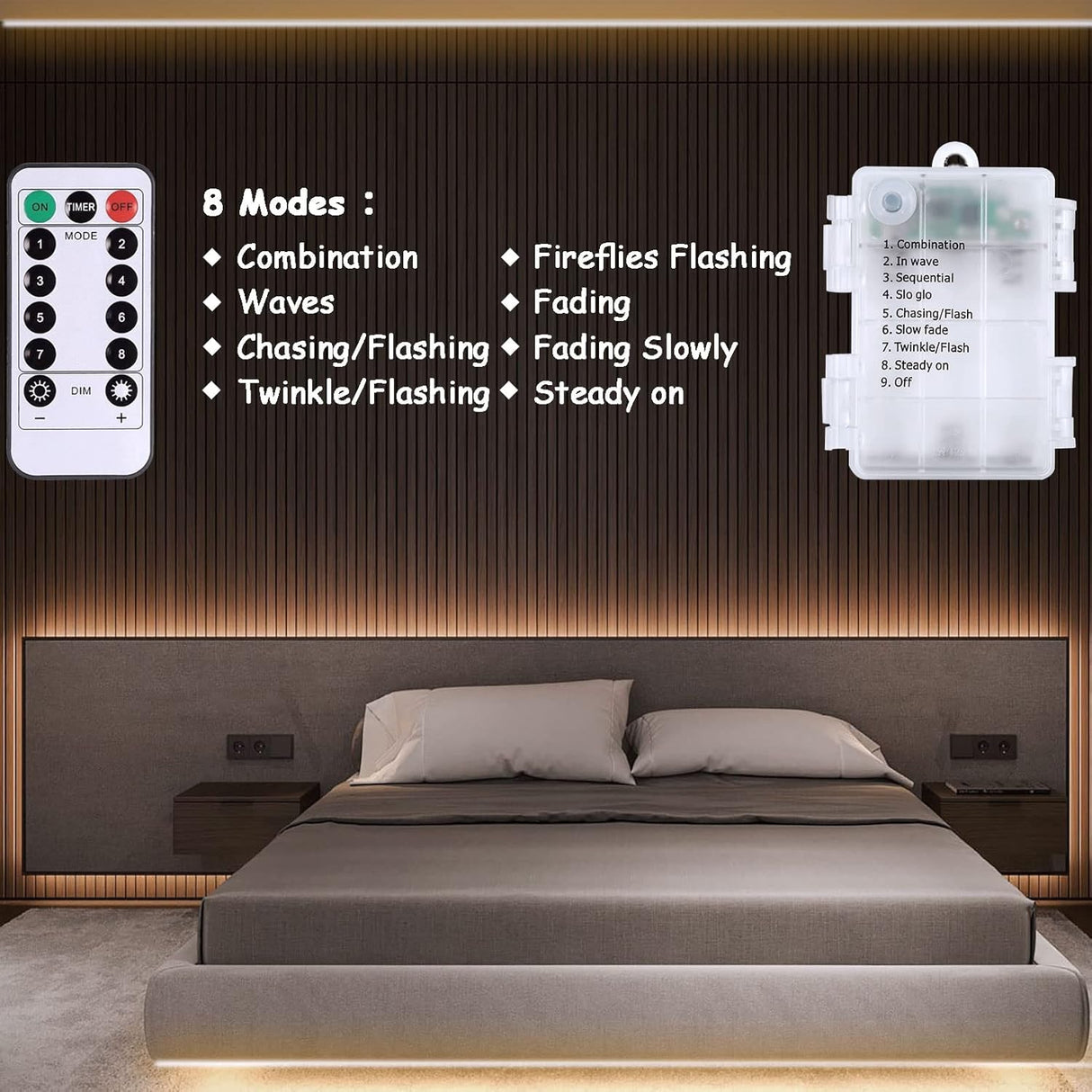 echosari Battery Powered Led Strip Lights 9.8ft 90Led(Warm White)