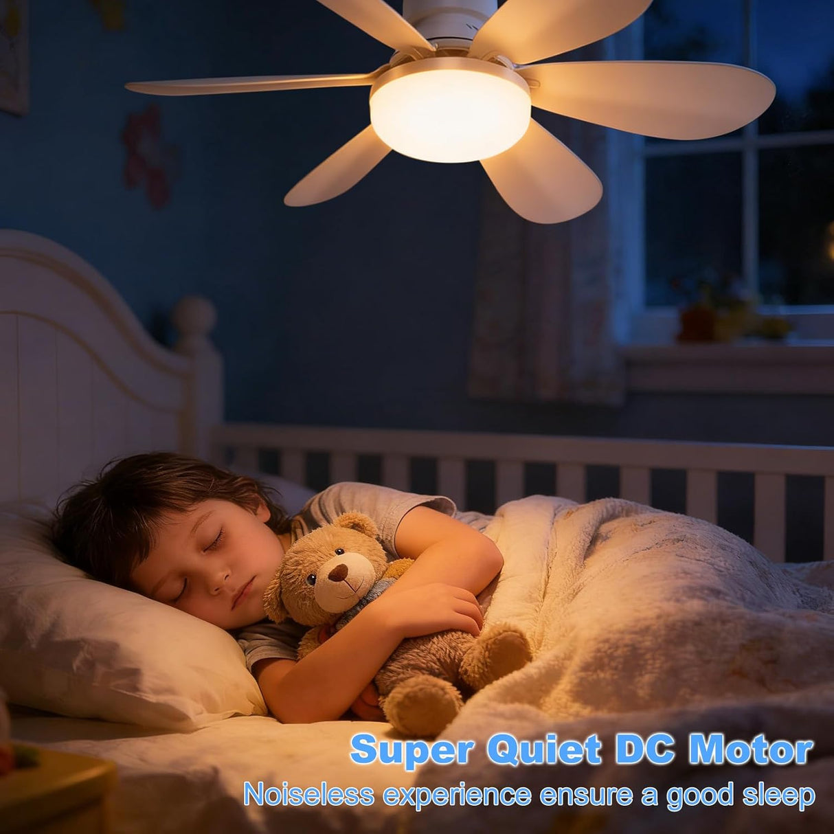 echosari ultra-quiet ceiling fan running silently while child sleeps