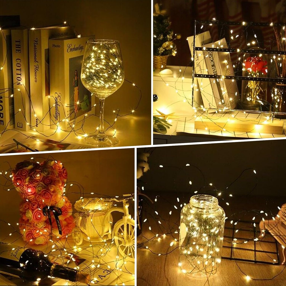 echosari 4 Pack Fairy Lights Battery Operated(Warm White)