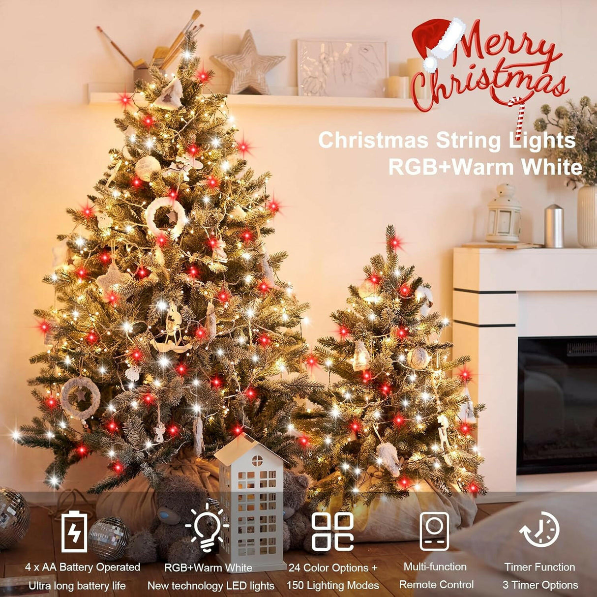 echosari Christmas String Lights (Clear Wire)