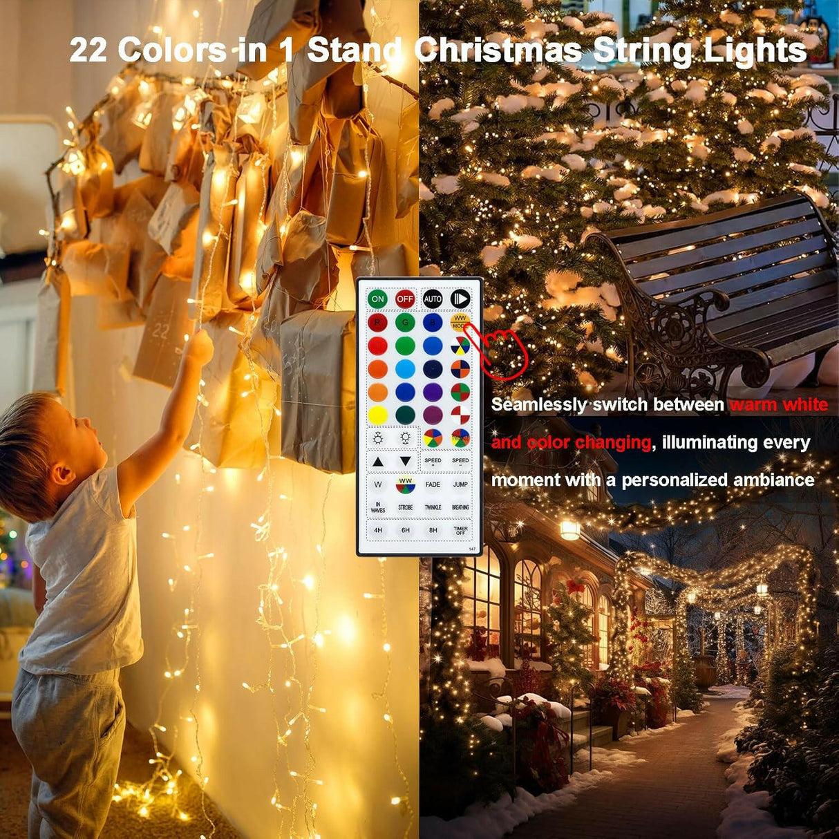 echosari Christmas String Lights (Clear Wire)