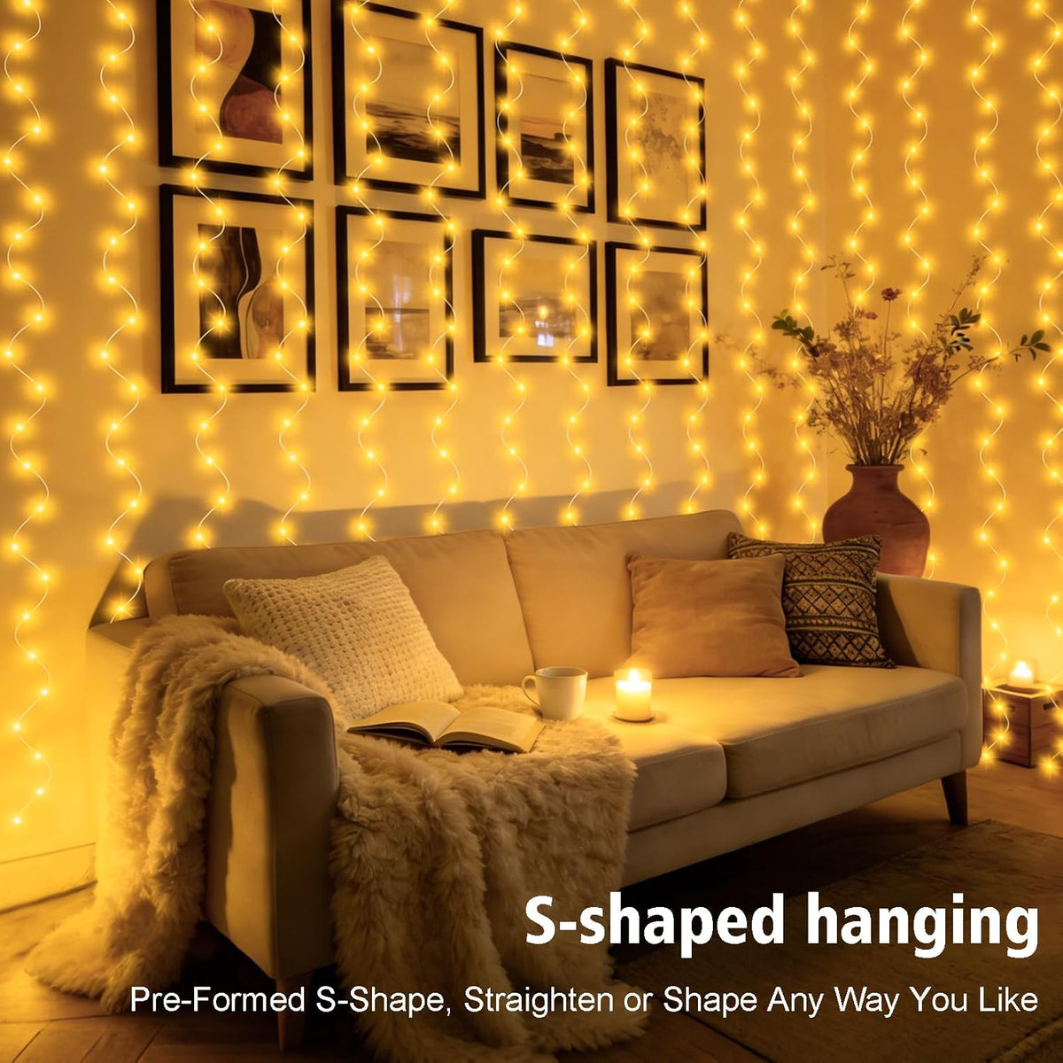 Flexible S-shaped curtain lights