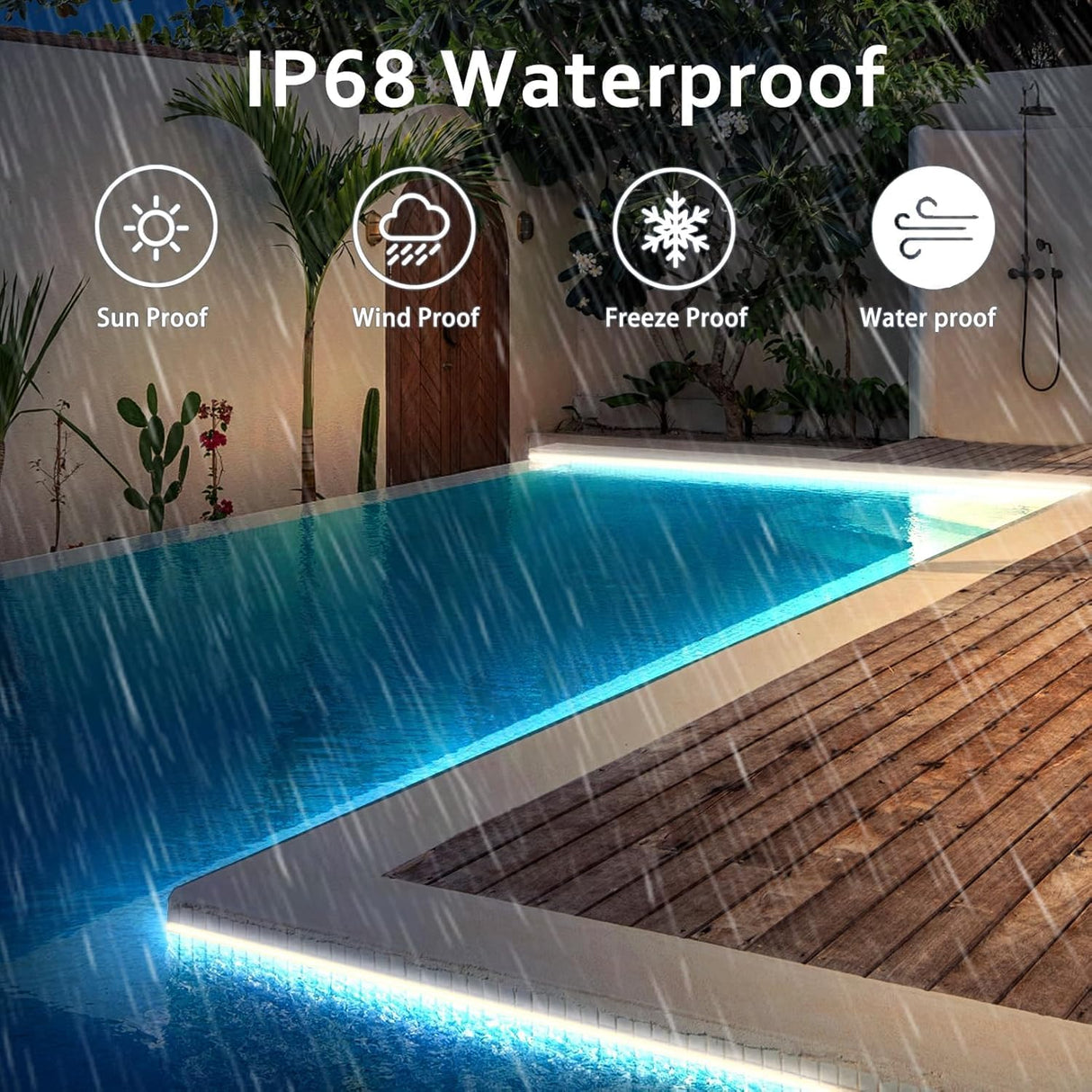 echosari 50ft Solar Strip Lights(Cool White)