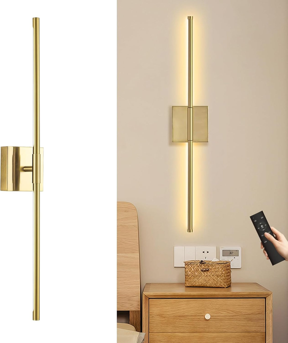 echosari Wall Sconces Battery Operated(Gold)