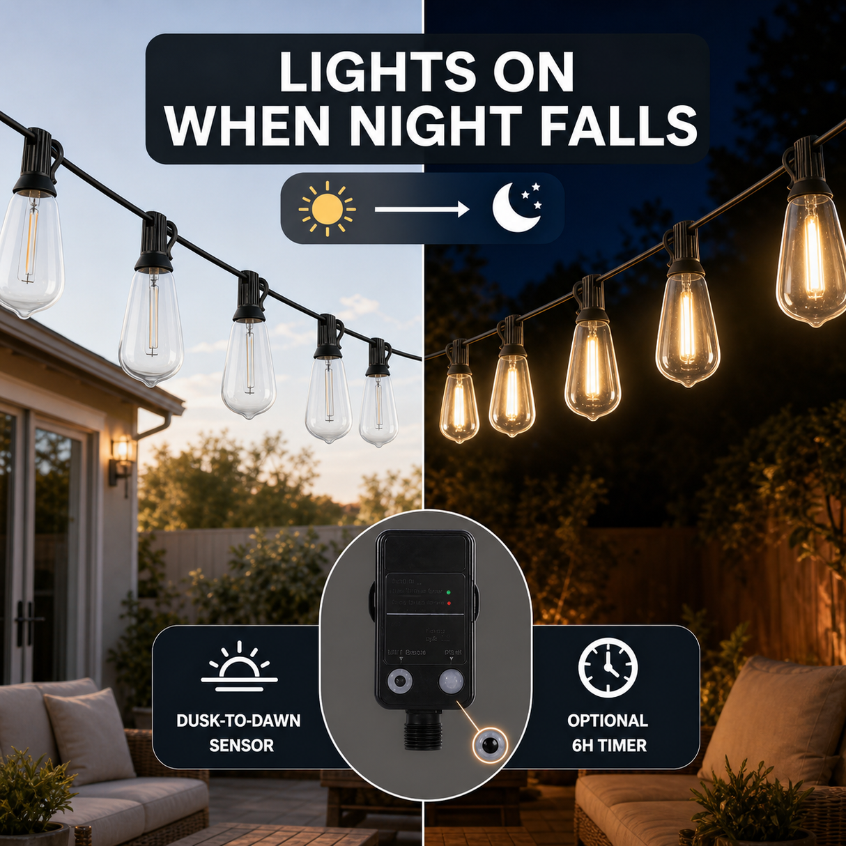 ECHOSARI 200ft Length ST38 Outdoor String Lights