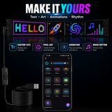Bluetooth app customization for text, pixel art, animations, and music rhythm effects