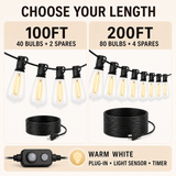 ECHOSARI 200ft Length ST38 Outdoor String Lights