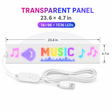 Transparent 23.6 × 4.7 in programmable RGB LED sign with white USB cable