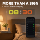 Programmable LED sign used as a colorful clock and alarm display