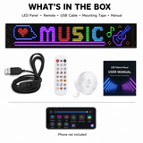 LED matrix panel, remote, USB cable, mounting tape, and user manual