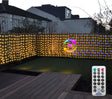 echosari curtain lights along a garden fence with remote