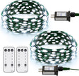 echosari cool white string light coils on green wire with adapters and remotes