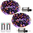 echosari orange and purple Halloween string light coils with adapters and remotes