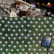 echosari cool white solar net lights with panel and holiday scene