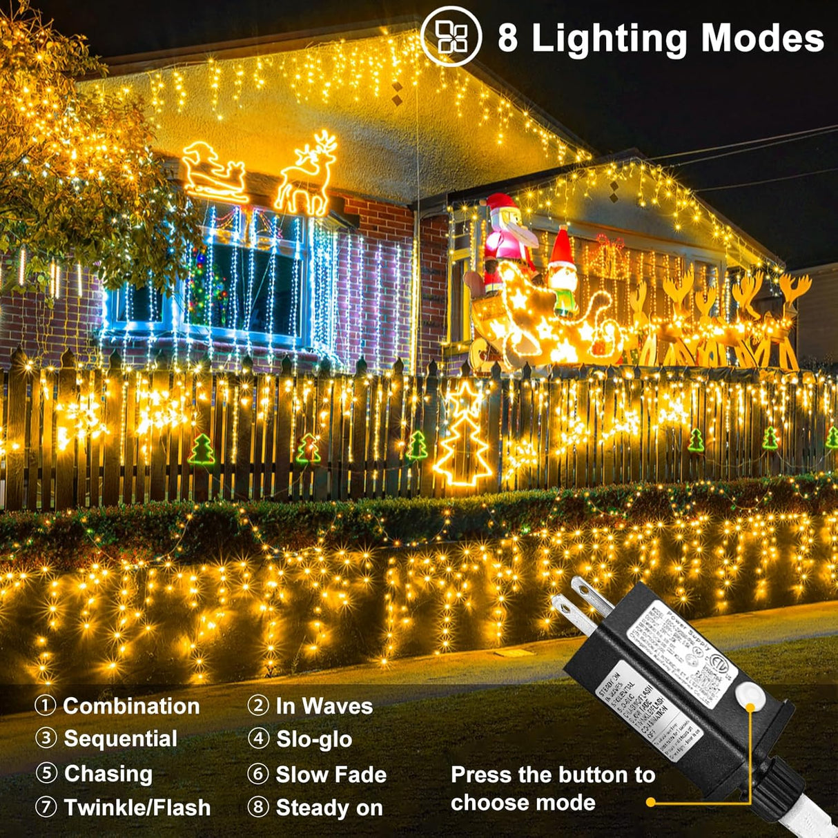 echosari Christmas Icicle Lights