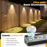 Wide beam convex lens solar fence lights