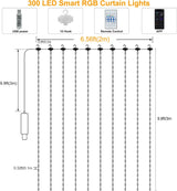 echosari Smart Curtain Lights 6.6ft x 9.8ft 300 LED（with Music Sync APP )