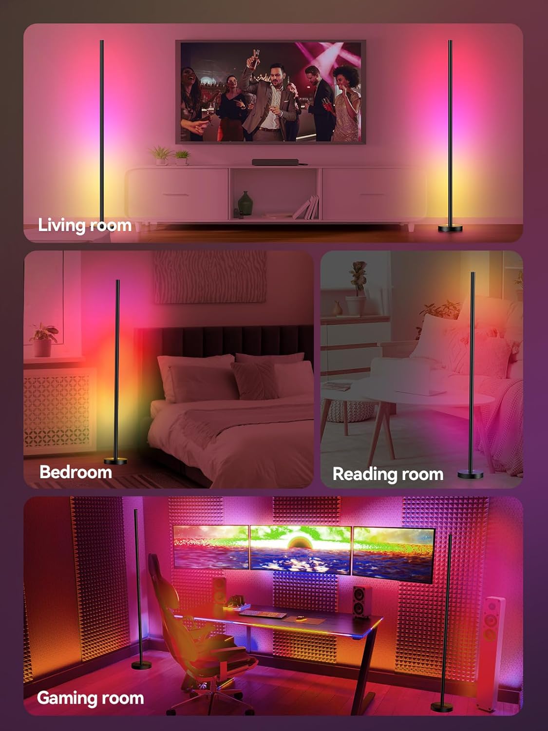 echosari Smart RGBICW LED Corner Floor Lamp