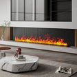 echosari orange water vapor fireplace beneath a wall-mounted television