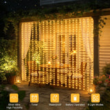 Warm white curtain lights for sheltered patio decor