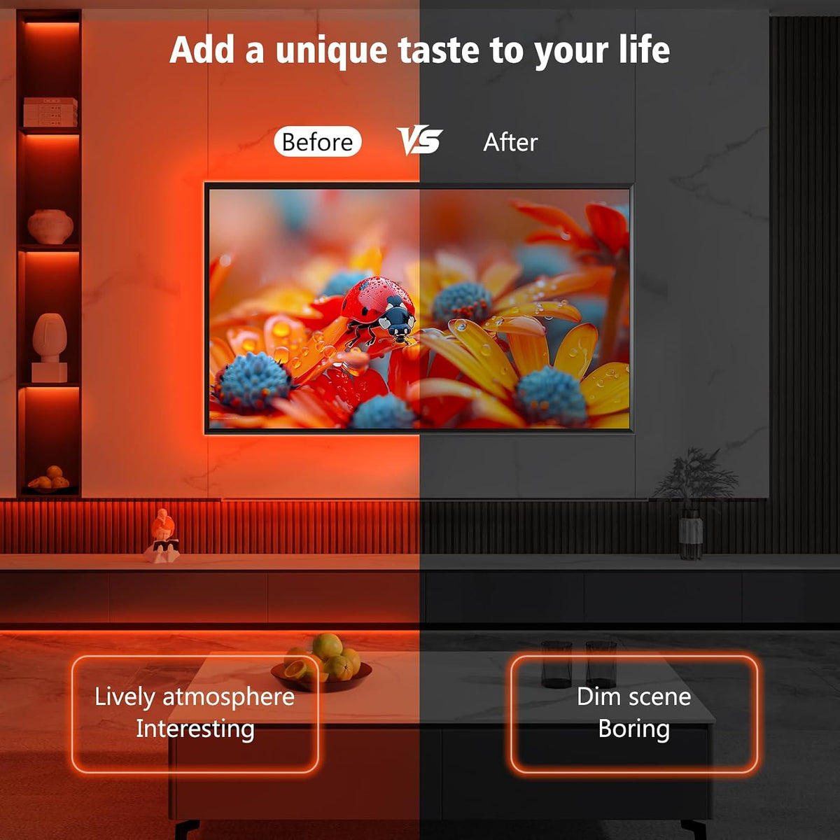 echosari USB 9.8ft 180 LED strip light — Orange