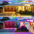echosari solar strip lighting on a house in warm and multicolor settings