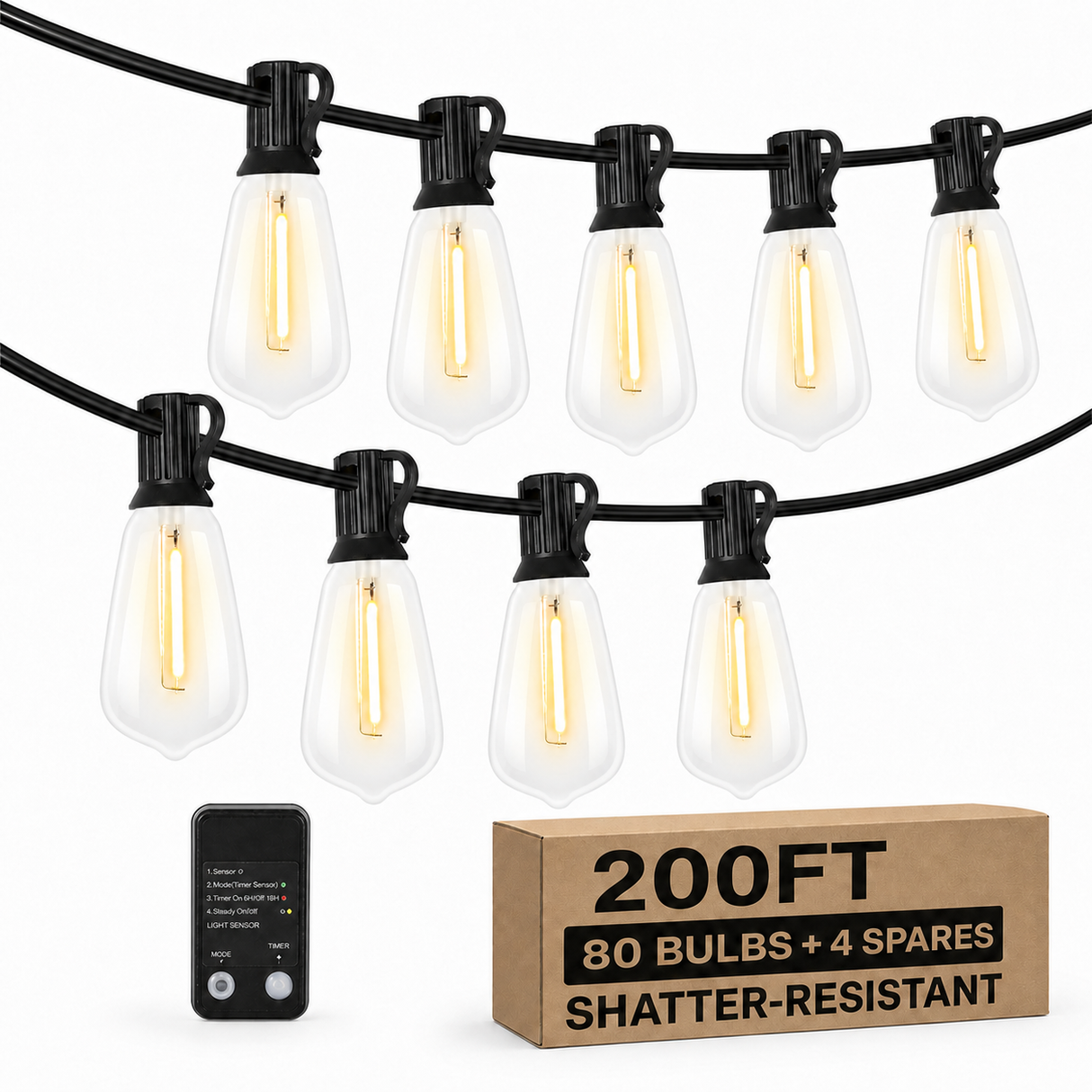 ECHOSARI 200ft Length ST38 Outdoor String Lights